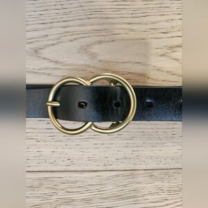 Banana Republic Black Belt with Gold Rings Size L